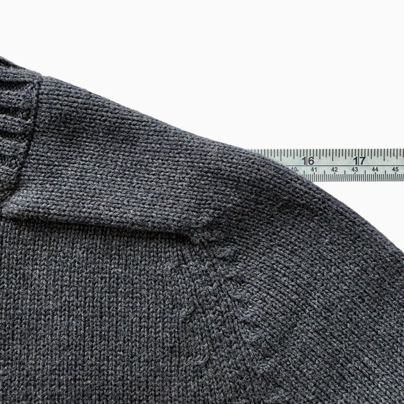 Vintage Lands End Mens Small Drifter Sweater Cotton Pullover 90s Charcoal Gray - Picture 11 of 14